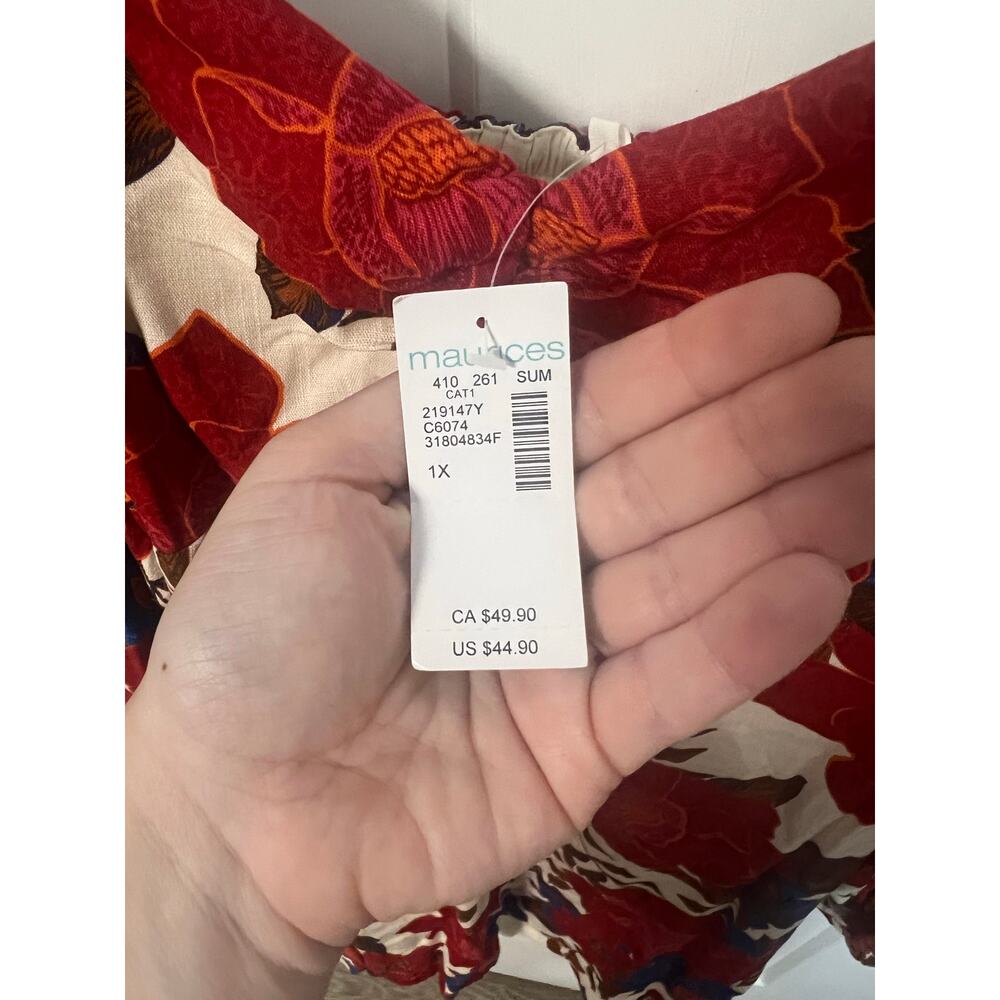 NEW! Maurices Plus Size Floral Sweetheart‎ Babydoll Mini Dress Sz 1X Long Sleeve - Picture 7 of 8